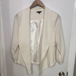 Charlotte Russe Cream Blazer with Draped Collar and Open Front